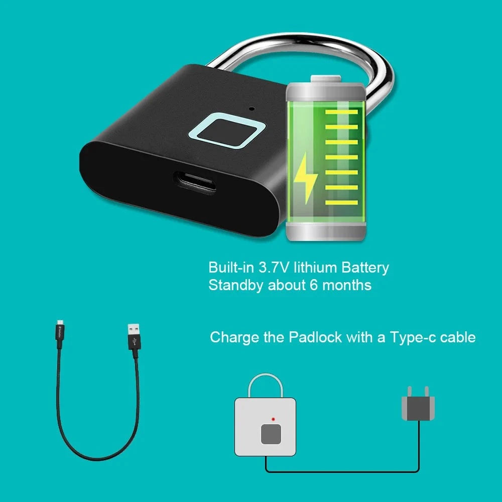 Waterproof Smart Fingerprint Padlock